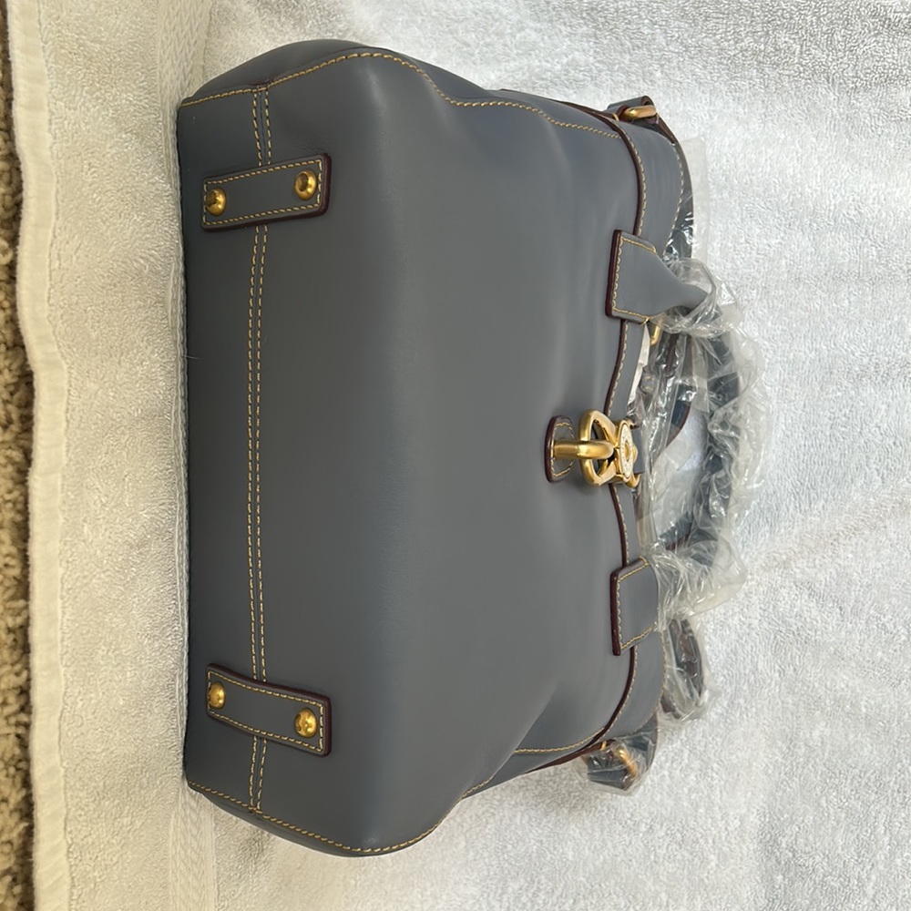 Dooney and Bourke Amelie tote in Steel Blue Florentine leather - Picture 3 of 7